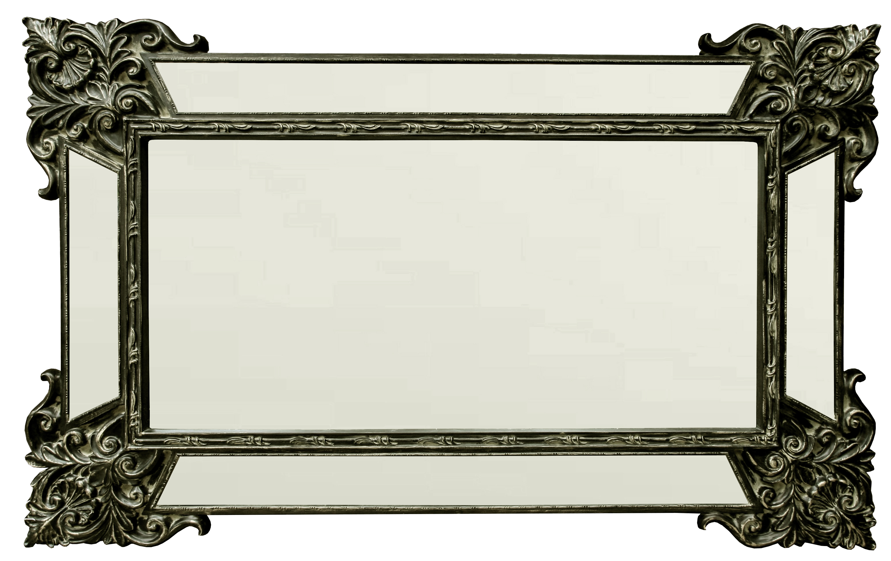 ZS066 Wall décor art mirror classic dark brown rectangular large